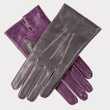 Antique Pewter & Royal Purple Leather Gloves - Cashmere Lined