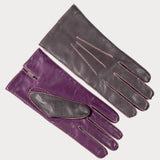 Antique Pewter & Royal Purple Leather Gloves - Cashmere Lined