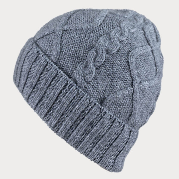 Storm Grey Waffle Cashmere Beanie