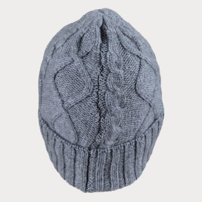 Storm Grey Waffle Cashmere Beanie