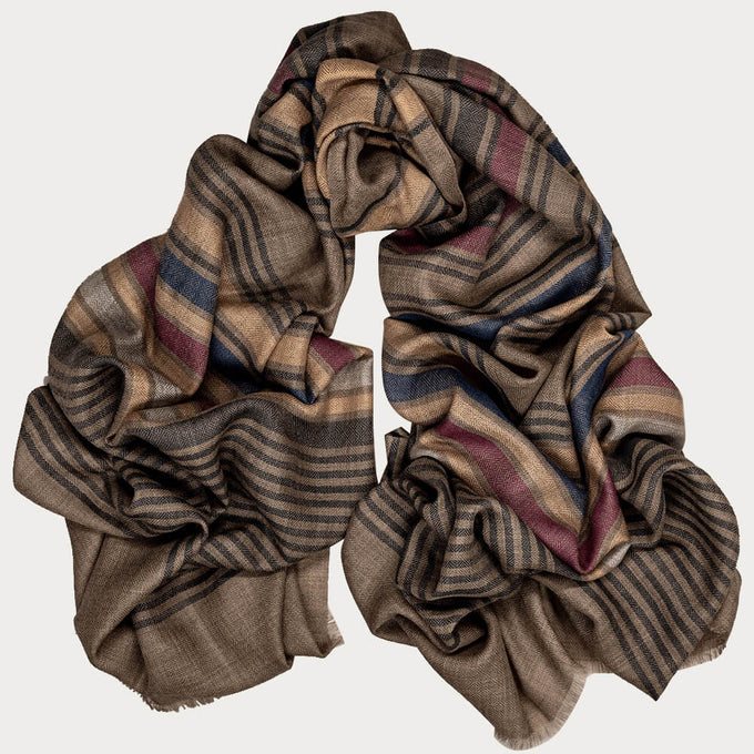 Harrow Multi-Stripe Wool and Silk Scarf