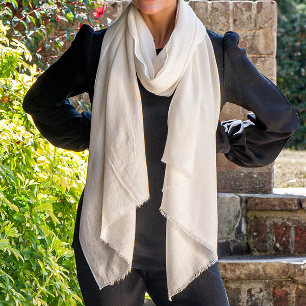 Classic Ivory Cashmere and Silk Wrap