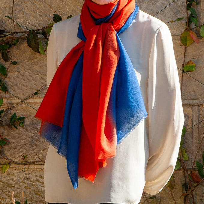 Birds of a Feather - The Kingfisher Shaded Cashmere and Silk Wrap