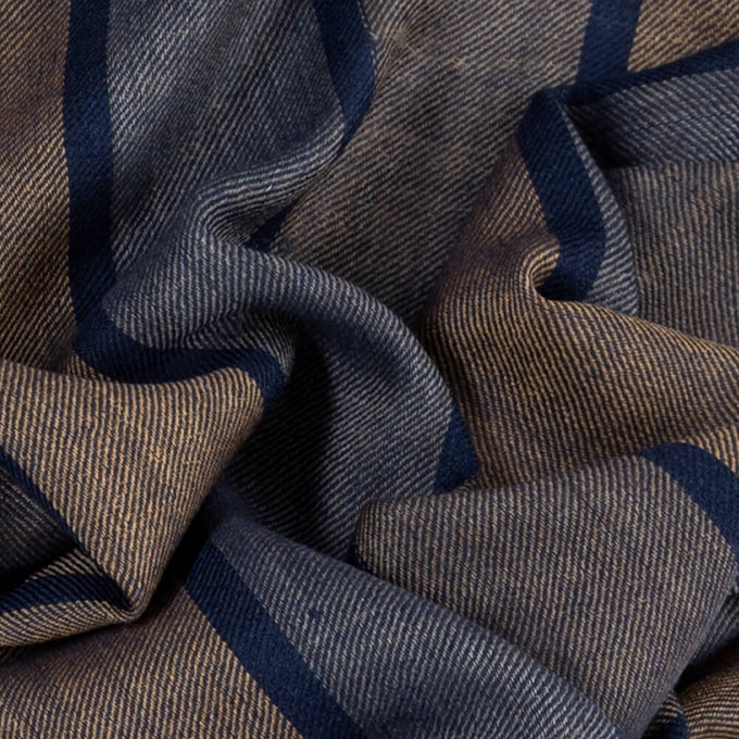 Kingham Navy and Natural Silk and Wool Scarf