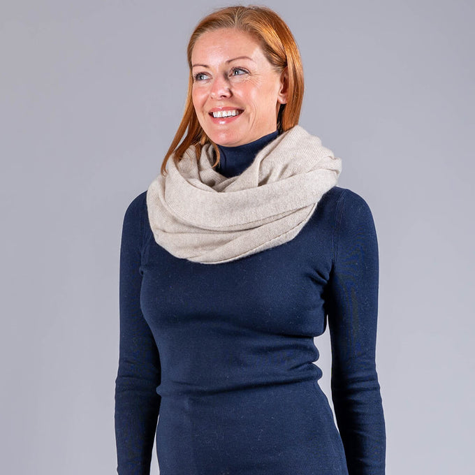 Beige Double Size Cashmere Snood