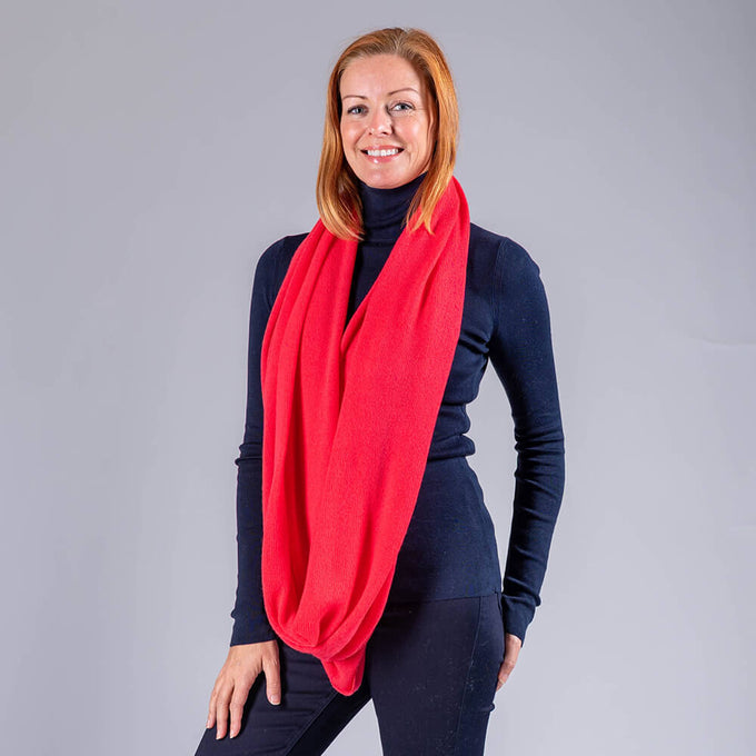 Strawberry Pink Double Size Cashmere Snood