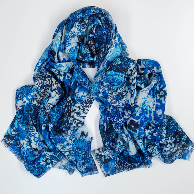 PRE ORDER: The Liberty ‘Archive Patchwork’ Trilogy - Patchwork Blues Cashmere and Silk Wrap