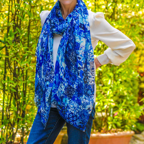 PRE ORDER: The Liberty ‘Archive Patchwork’ Trilogy - Patchwork Blues Cashmere and Silk Wrap