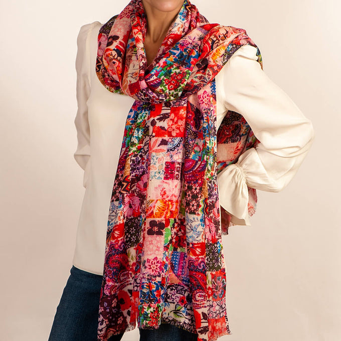 PRE ORDER: The Liberty ‘Archive Patchwork’ Trilogy - Patchwork Pinks Cashmere and Silk Wrap