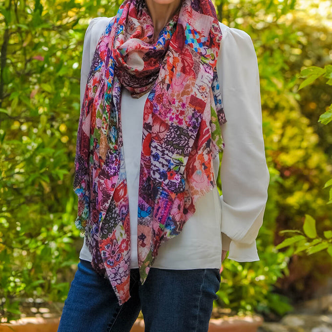 PRE ORDER: The Liberty ‘Archive Patchwork’ Trilogy - Patchwork Pinks Cashmere and Silk Wrap