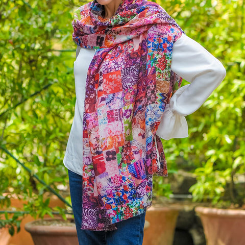 PRE ORDER: The Liberty ‘Archive Patchwork’ Trilogy - Patchwork Pinks Cashmere and Silk Wrap