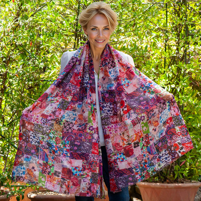 PRE ORDER: The Liberty ‘Archive Patchwork’ Trilogy - Patchwork Pinks Cashmere and Silk Wrap