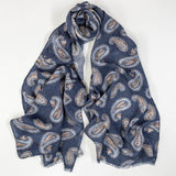 Todi Navy Paisley Wool Scarf