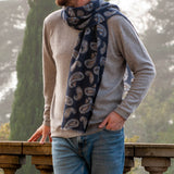 Todi Navy Paisley Wool Scarf