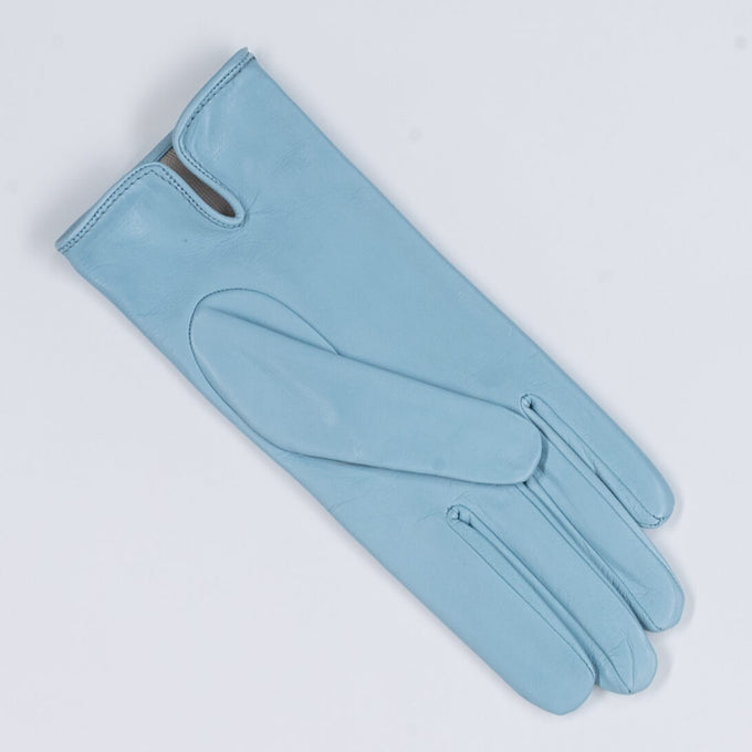 Blue Whisper Silk Lined Italian Leather Gloves