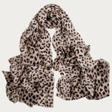 Dappled Leopard Print Cashmere and Silk Scarf