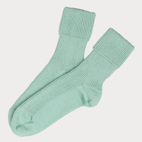 Ladies Mint Green Cashmere Socks