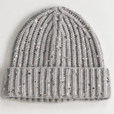 Silver Grey Flecked Italian Cashmere Beanie
