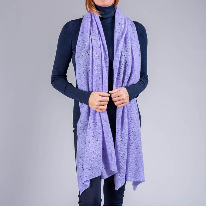 Lilac Lace Knit Cashmere Scarf