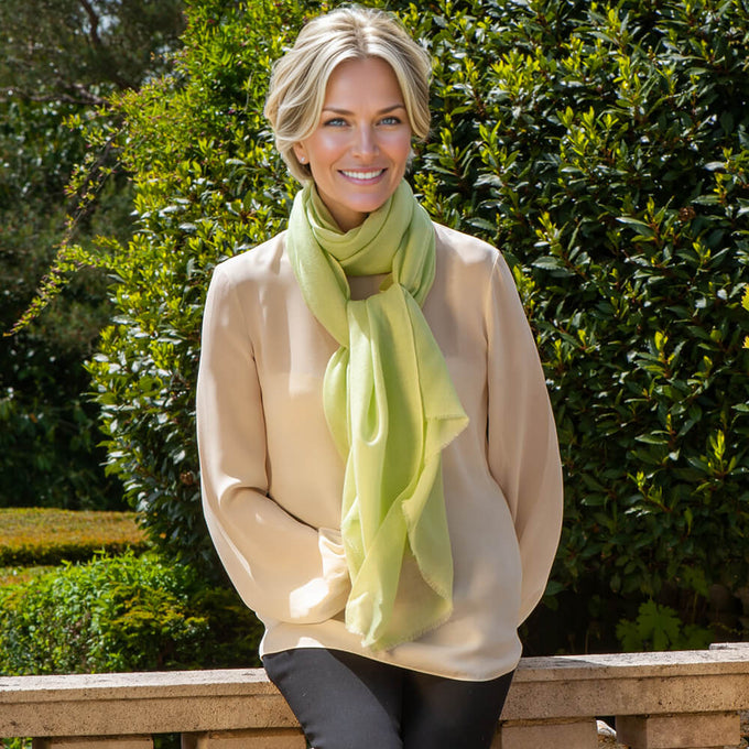 Lime Souffle Cashmere and Silk Wrap