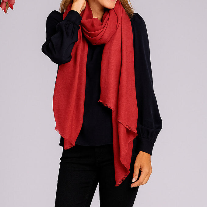 Lipstick Red Cashmere and Silk Wrap