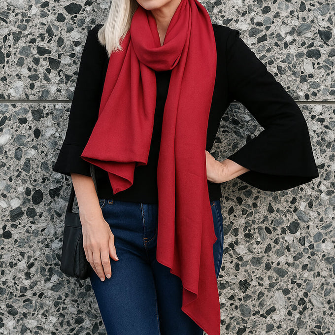 Lipstick Red Cashmere and Silk Wrap