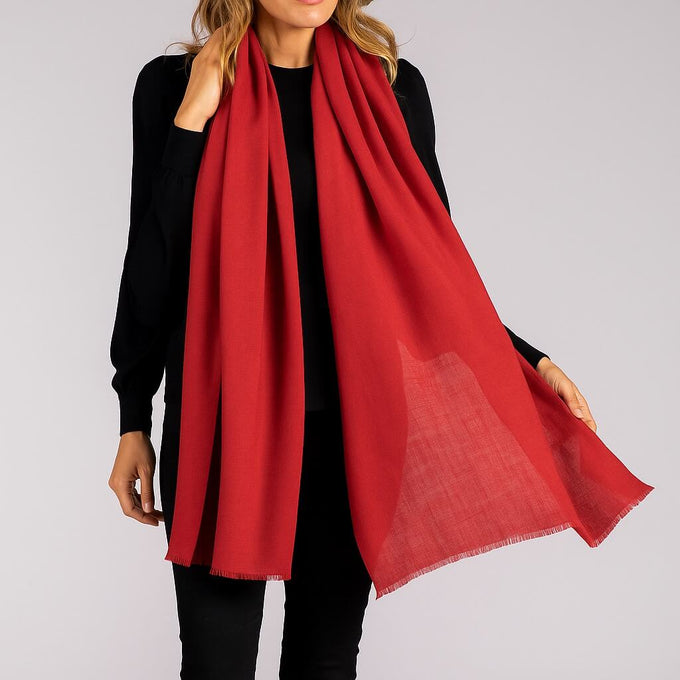 Lipstick Red Cashmere and Silk Wrap