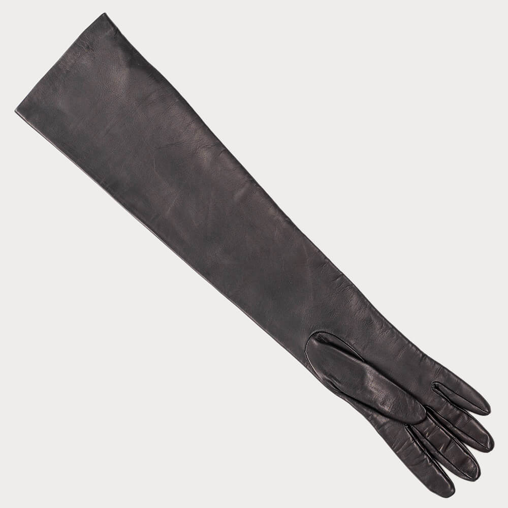 Long Leather Gloves in Black - 1802002