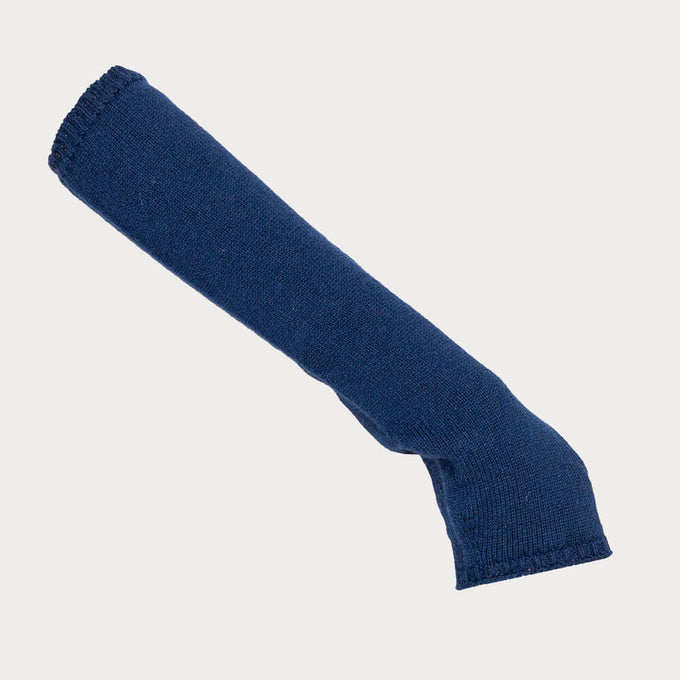 Long Navy Fingerless Cashmere Arm Warmers