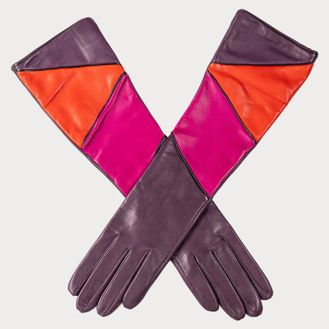 Harlequin Long Leather Gloves - Silk Lined