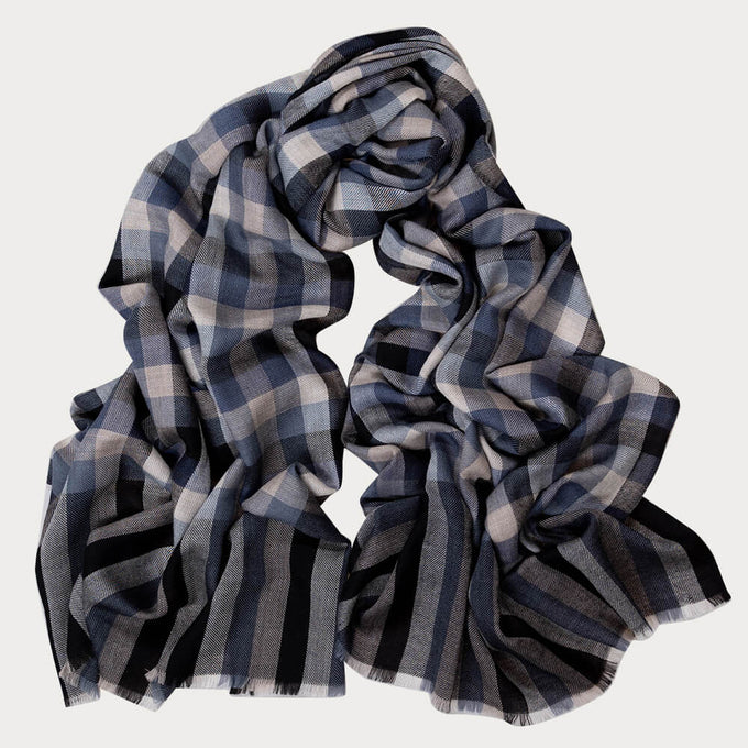 Lynsted Check Silk and Wool Scarf