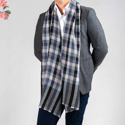 Lynsted Check Silk and Wool Scarf