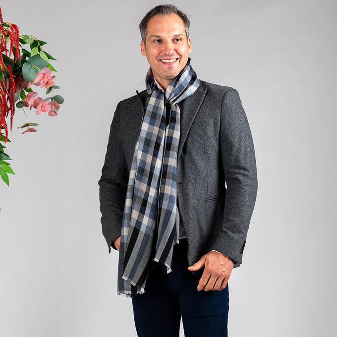 Lynsted Check Silk and Wool Scarf