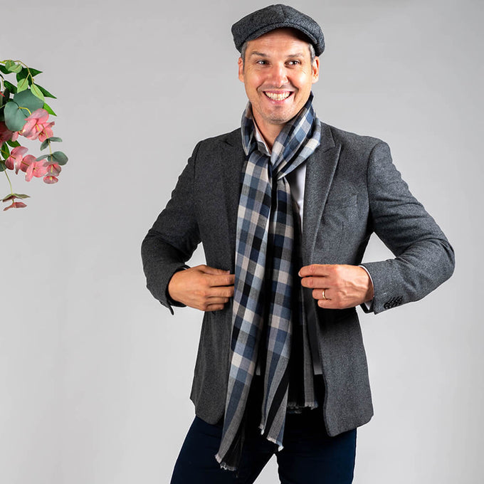 Lynsted Check Silk and Wool Scarf