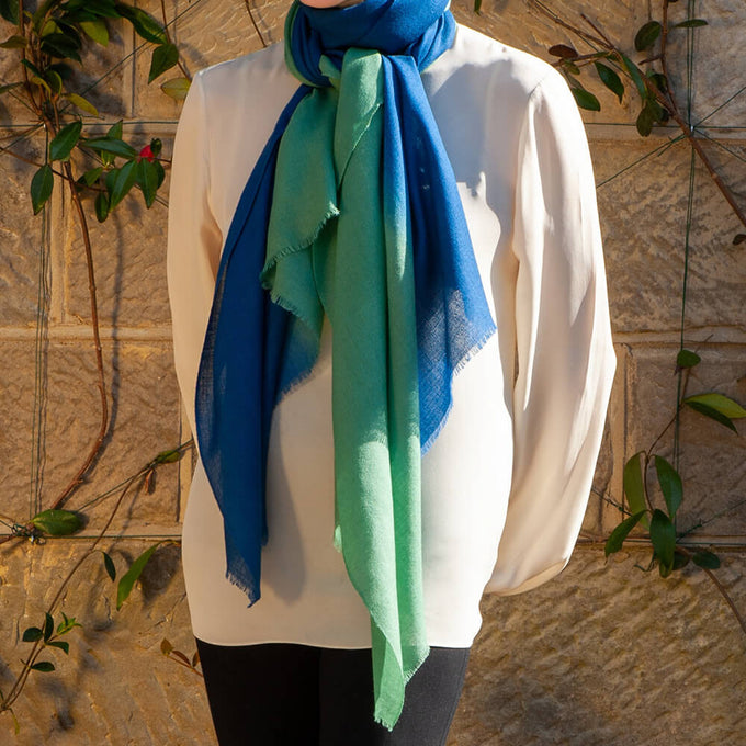 Birds of a Feather - The Mallard Shaded Cashmere and Silk Wrap