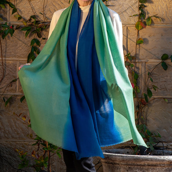 Birds of a Feather - The Mallard Shaded Cashmere and Silk Wrap
