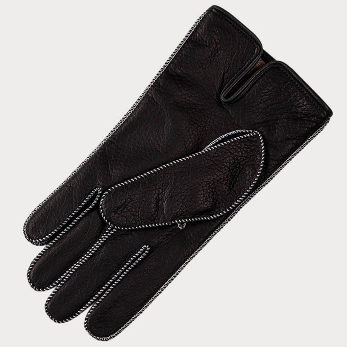 Men’s Handsewn Black Deerskin Gloves - Cashmere Lined