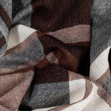 Merton Brown and Ivory Check Silk and Wool Scarf