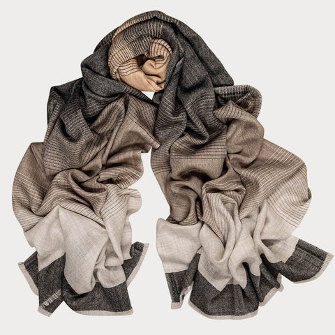 Milton Neutral Toned Wool and Silk Scarf