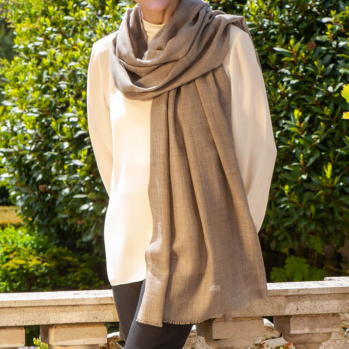 The Tonal Shades - Mink Mist Cashmere and Silk Wrap