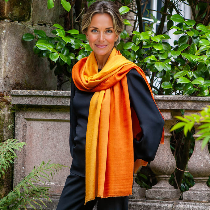 Monsoon Gold Shaded Cashmere and Silk Wrap