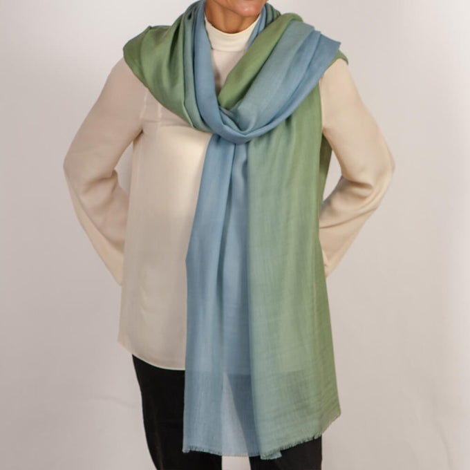 Morning Mist Shaded Cashmere and Silk Wrap