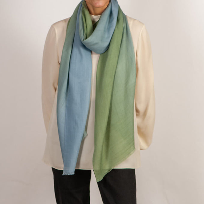 Morning Mist Shaded Cashmere and Silk Wrap