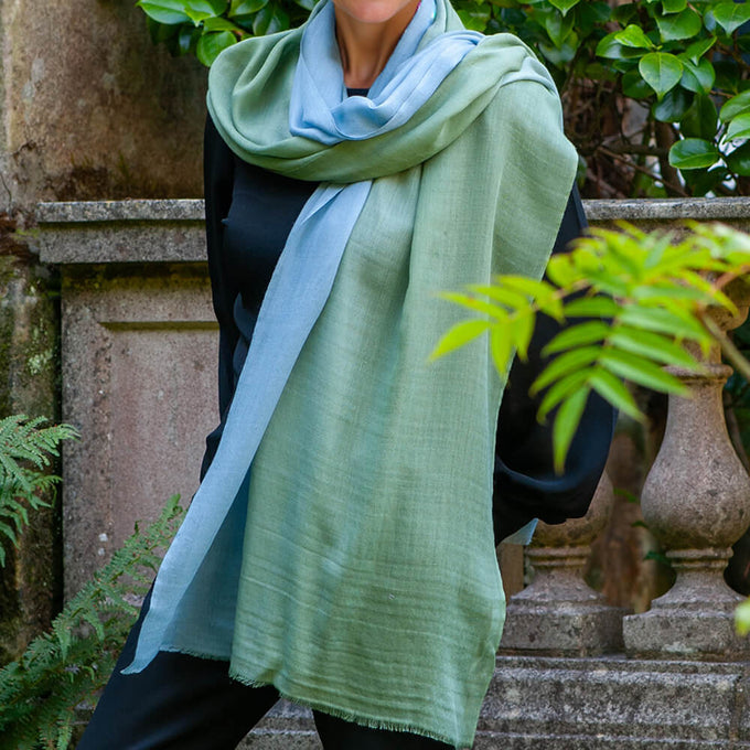 Morning Mist Shaded Cashmere and Silk Wrap