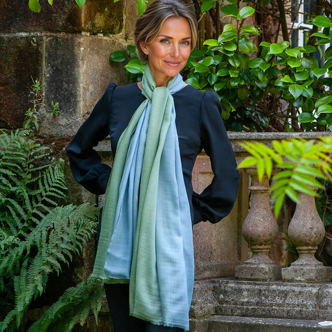 Morning Mist Shaded Cashmere and Silk Wrap