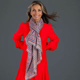Muted Striped Ikat Pashmina Cashmere Shawl
