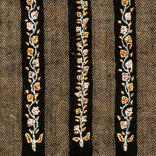 Hand Embroidered Pashmina Cashmere Shawl - Narrow Stripe