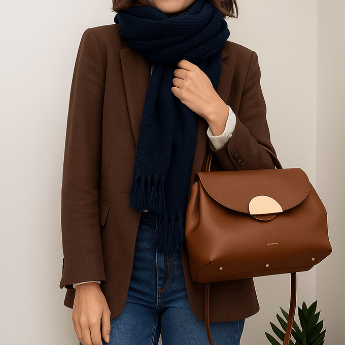 Super Luxe Dark Navy Basket Weave Cashmere Shawl