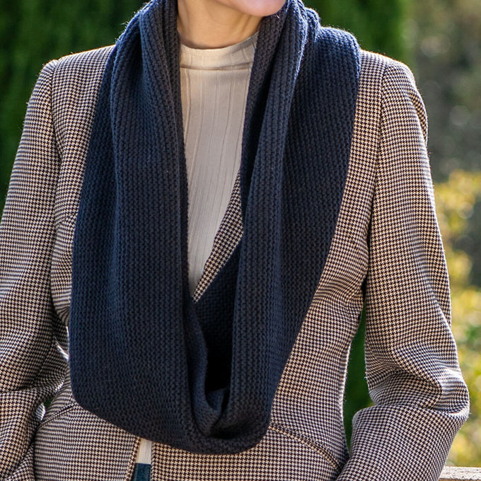Superluxe Navy Italian Cashmere Double Snood