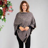 Hand Woven Navy & Natural Chunky Cashmere Poncho